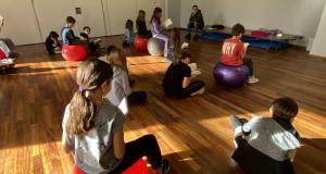English on yoga balls.